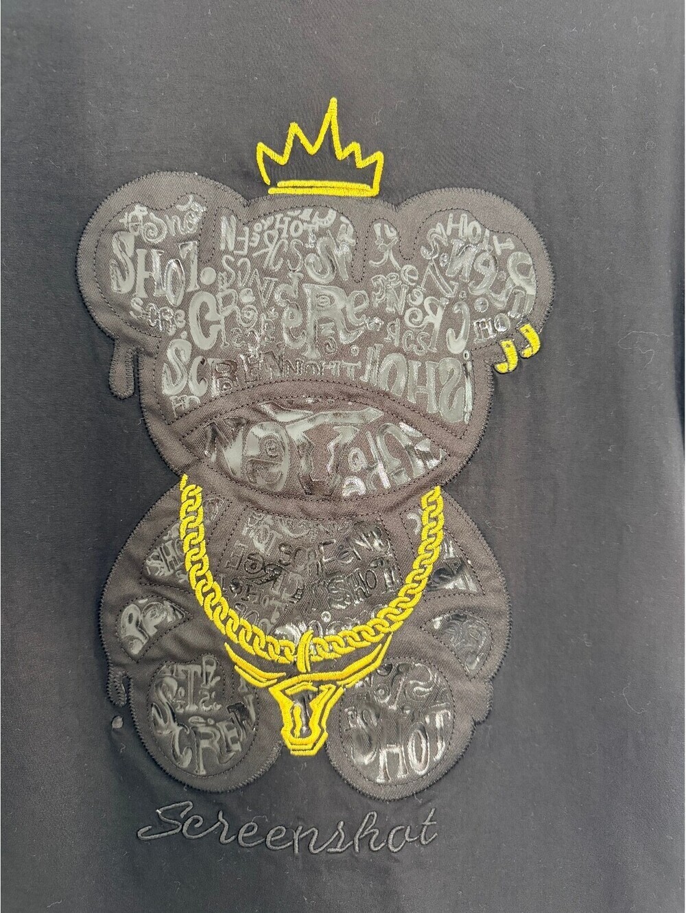 Screenshot Black Graphic Bear T-Shirt Gold Chain Crown Tee Size M Streetwear - Picture 4 of 6